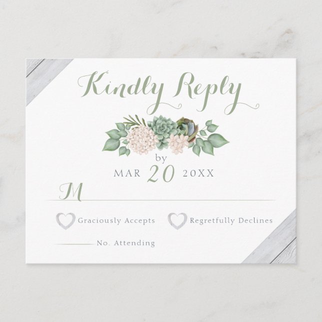 Tarjeta RSVP de Flores Florales y Bodas de Madera  (Anverso)