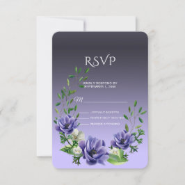Tarjeta RSVP de Flores Púrpura de Acuarela