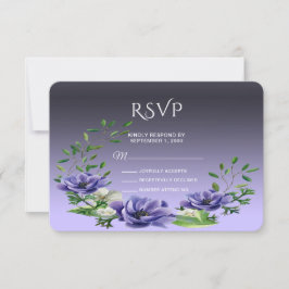 Tarjeta RSVP de Flores Púrpura de Acuarela