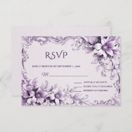 Tarjeta RSVP de flores púrpura de estilo
