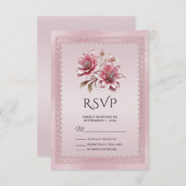 Tarjeta RSVP de flores rosadas modernas