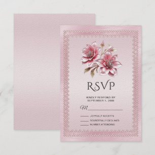 Tarjeta RSVP de flores rosadas modernas
