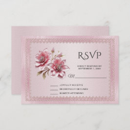 Tarjeta RSVP de flores rosadas modernas