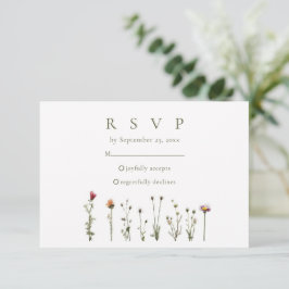 Tarjeta RSVP de flores silvestres minimalistas
