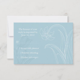 Tarjeta RSVP de Flores y hojas azules y blancas