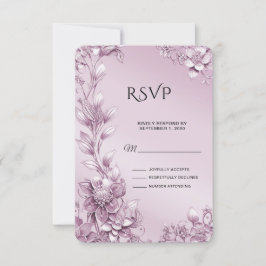 Tarjeta RSVP de Foliage floral rosa