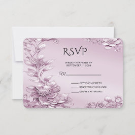 Tarjeta RSVP de Foliage floral rosa
