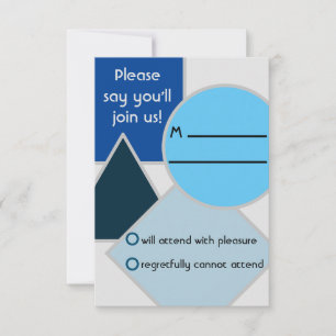Tarjeta RSVP de formas azul de Mod