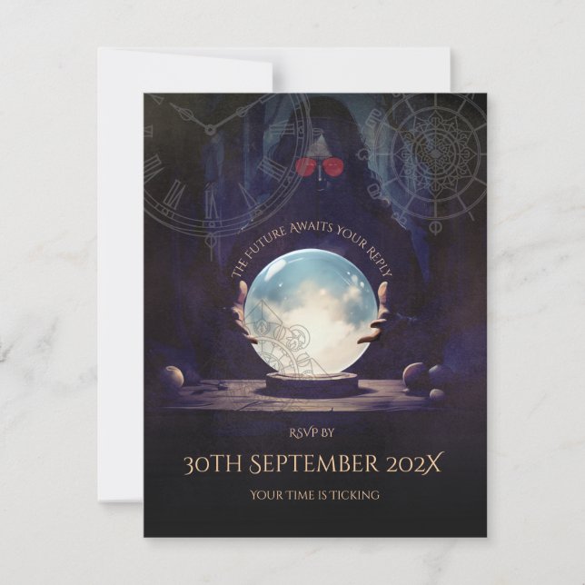 Tarjeta RSVP de Fortune Teller Halloween (Anverso)