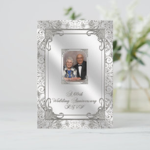 Tarjeta RSVP de foto del 60 aniversario del Boda