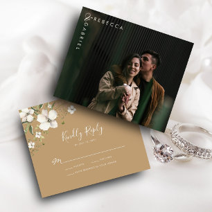 Tarjeta RSVP de Foto Floral de color de agua elega