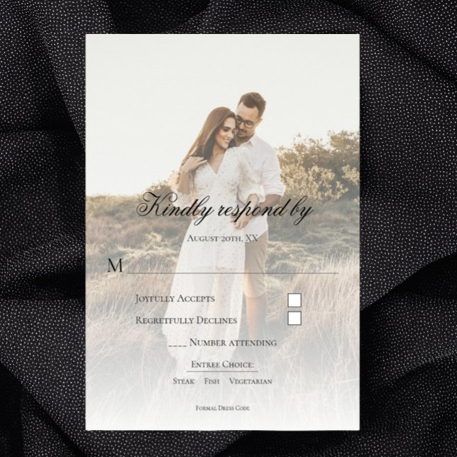 Tarjeta RSVP de fotografía moderna y boda superpue (Modern Photo and Overlay Wedding RSVP)