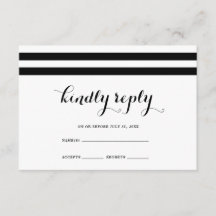 Tarjeta RSVP de franjas blancas y negras Boda cost
