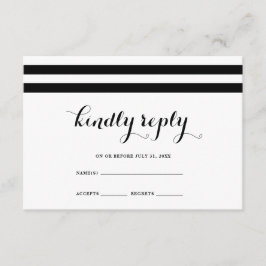 Tarjeta RSVP de franjas blancas y negras Boda cost