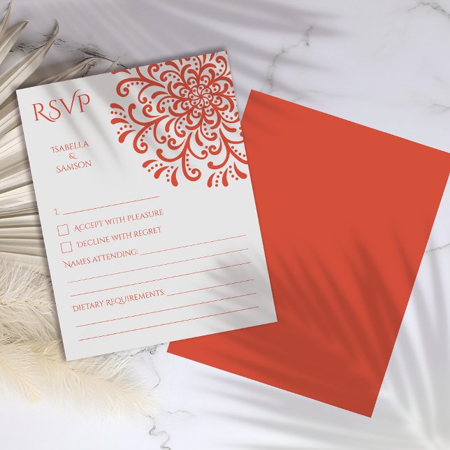Tarjeta RSVP de Furia Roja Naranja caprichosa (Subido por el creador)