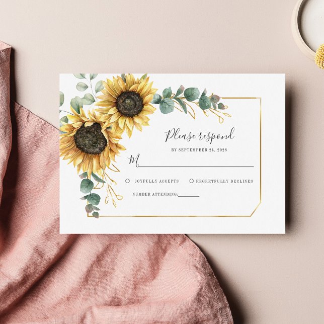 Tarjeta RSVP de gabinete de girasol para eucalipto (Sunflower Eucalyptus Wedding RSVP)