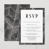 Tarjeta RSVP de Gala Geométrica Negra