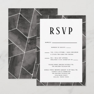 Tarjeta RSVP de Gala Geométrica Negra