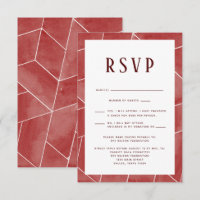 Tarjeta RSVP de Gala Geométrica Roja