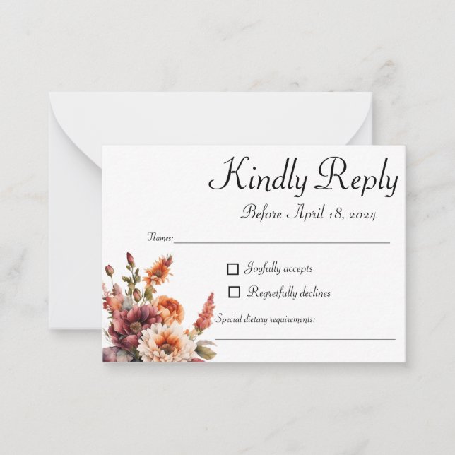 Tarjeta RSVP de Garden Florals, tarjeta de respues (Anverso)