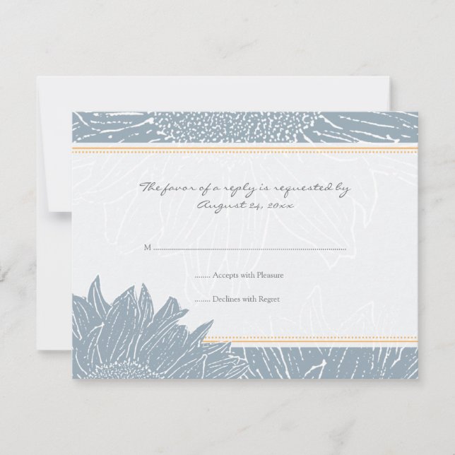 Tarjeta RSVP de girasol: Naranja (Anverso)