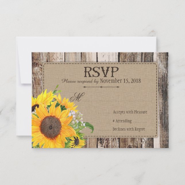 Tarjeta RSVP de girasol ruso (Anverso)