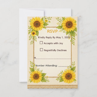 Tarjeta RSVP de girasol ruso