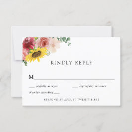 Tarjeta RSVP de girasol y Rosas rusos