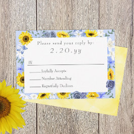 Tarjeta RSVP de girasoles, amarillos y polvoriento