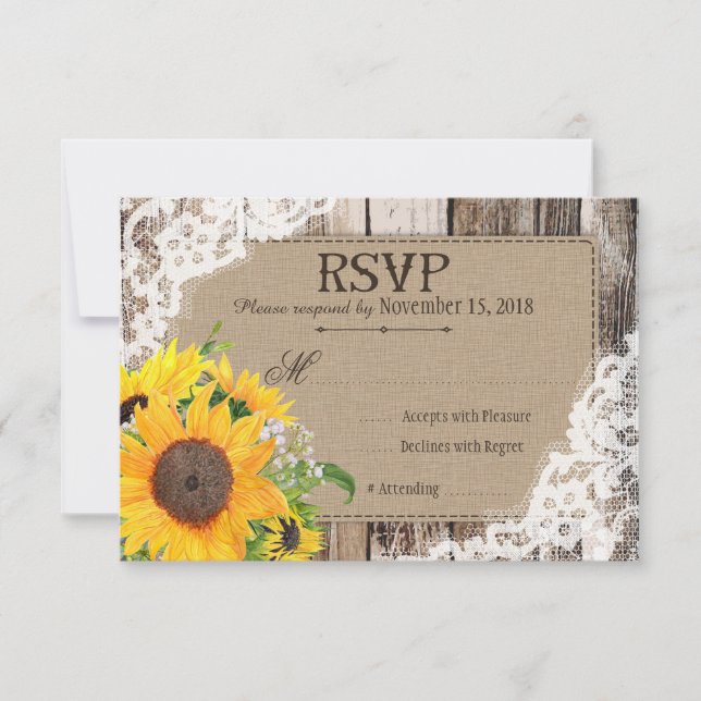 Tarjeta RSVP de girasoles rusos (Anverso)