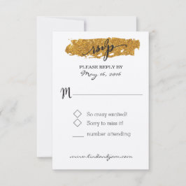 Tarjeta RSVP de Glam Purpurina Floral Blanco y Neg