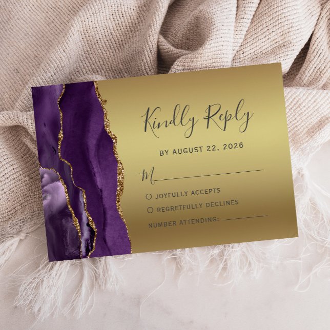 Tarjeta RSVP de Glam Wedding de la moderna Agate d (Subido por el creador)