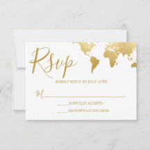 Tarjeta RSVP de Globetrotter Glam Wedding