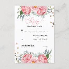 Tarjeta RSVP de goles florales y dorados