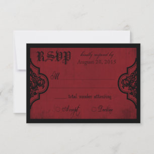 Tarjeta RSVP de gótico rojo y negro