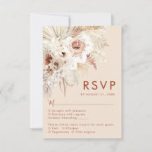 Tarjeta RSVP de Grado minimalista Boho Pampas