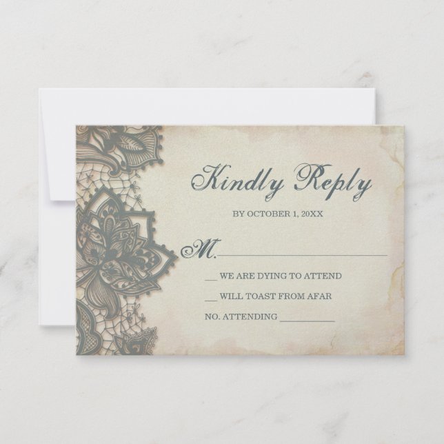 Tarjeta RSVP de Halloween - Lace gótico (Anverso)