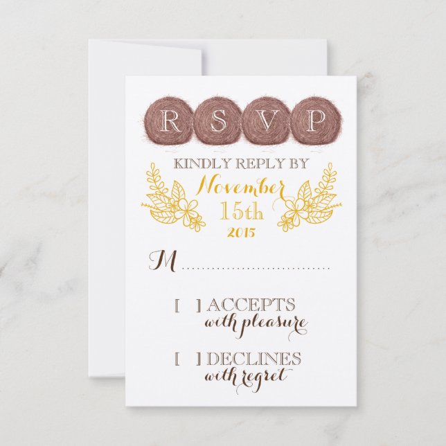 Tarjeta RSVP de Hay Bales de boda (Anverso)