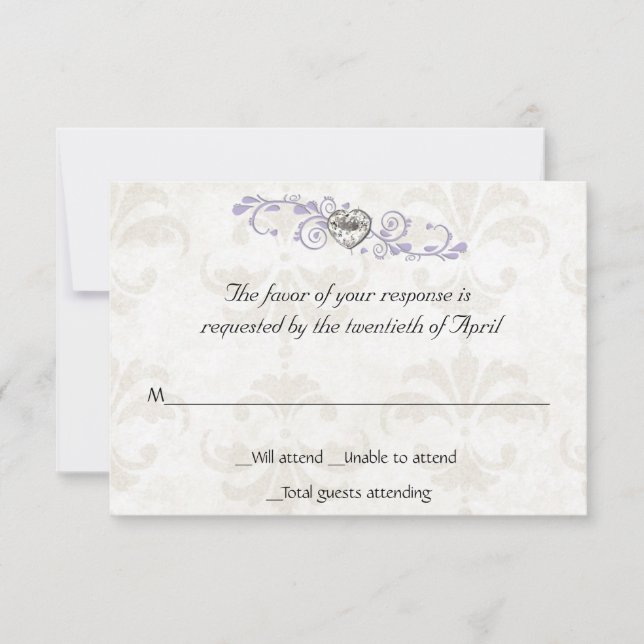 Tarjeta RSVP de Heart Diamond (Anverso)