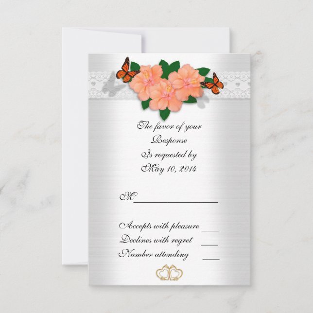 Tarjeta RSVP de Hibiscus and Lace (Anverso)