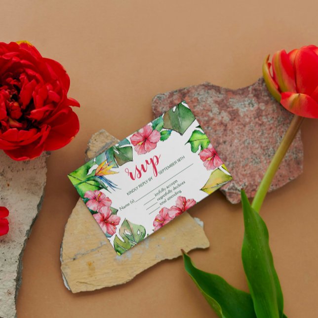Tarjeta RSVP de Hibiscus Hawaian Luau (Subido por el creador)