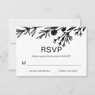 Tarjeta RSVP de hojas botánicas dibujadas a mano