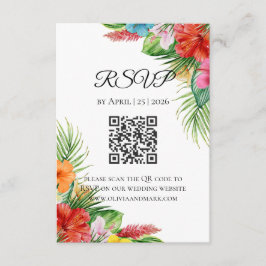 Tarjeta RSVP de hojas de palmas tropicales | Desti