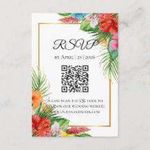 Tarjeta RSVP de hojas de palmas tropicales | Desti