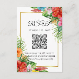 Tarjeta RSVP de hojas de palmas tropicales | Desti