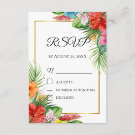 Tarjeta RSVP de hojas de palmas tropicales | Desti