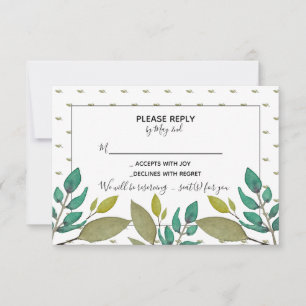 Tarjeta RSVP de hojas verdes