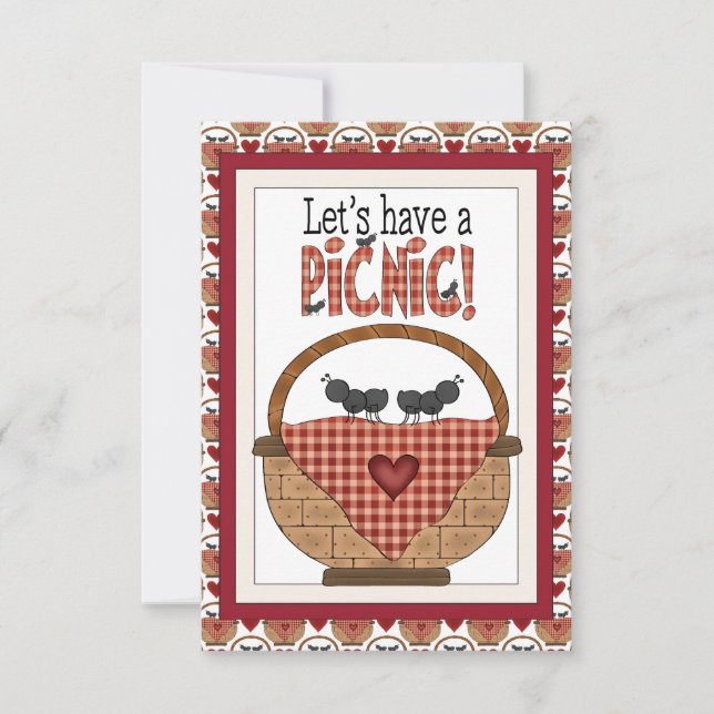 Tarjeta RSVP de hormiga picnic (Anverso)