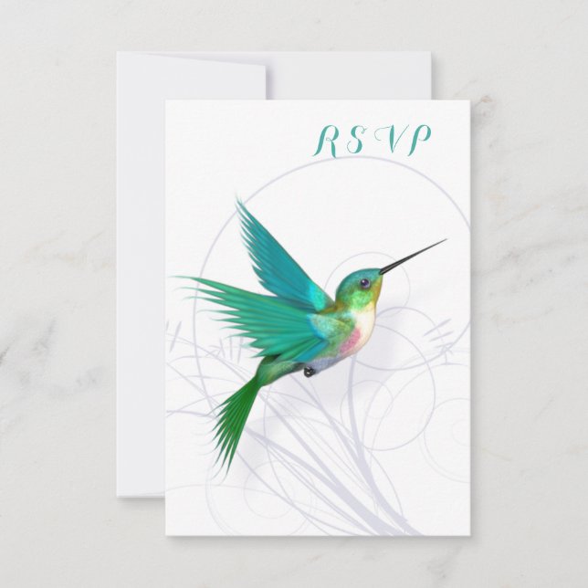 Tarjeta RSVP de Hummingbird Swirl (Anverso)
