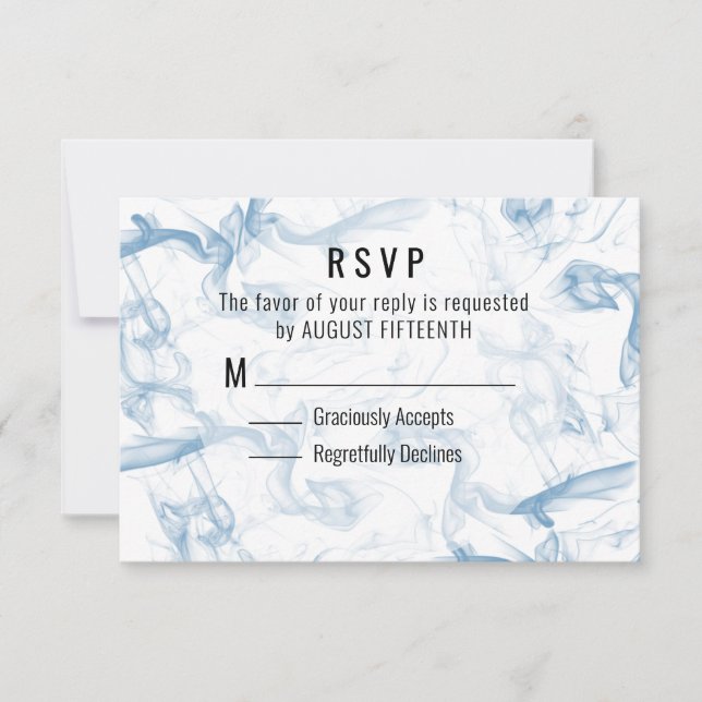 Tarjeta RSVP de humo azul minimalista (Anverso)
